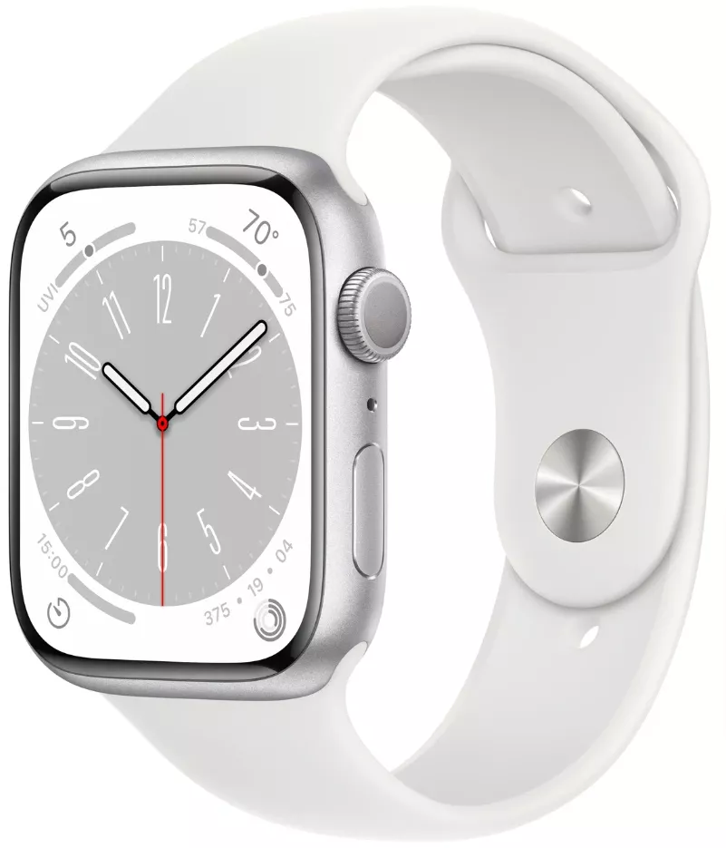Умные часы Apple Watch Series 8 45 мм, Aluminium Case, silver/white Sport Band M/L